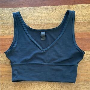 Dark Blue V-Neck Crop Top
